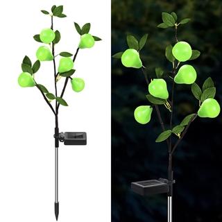 Solcellelampe med pærer på spyd - lysende frugt i have